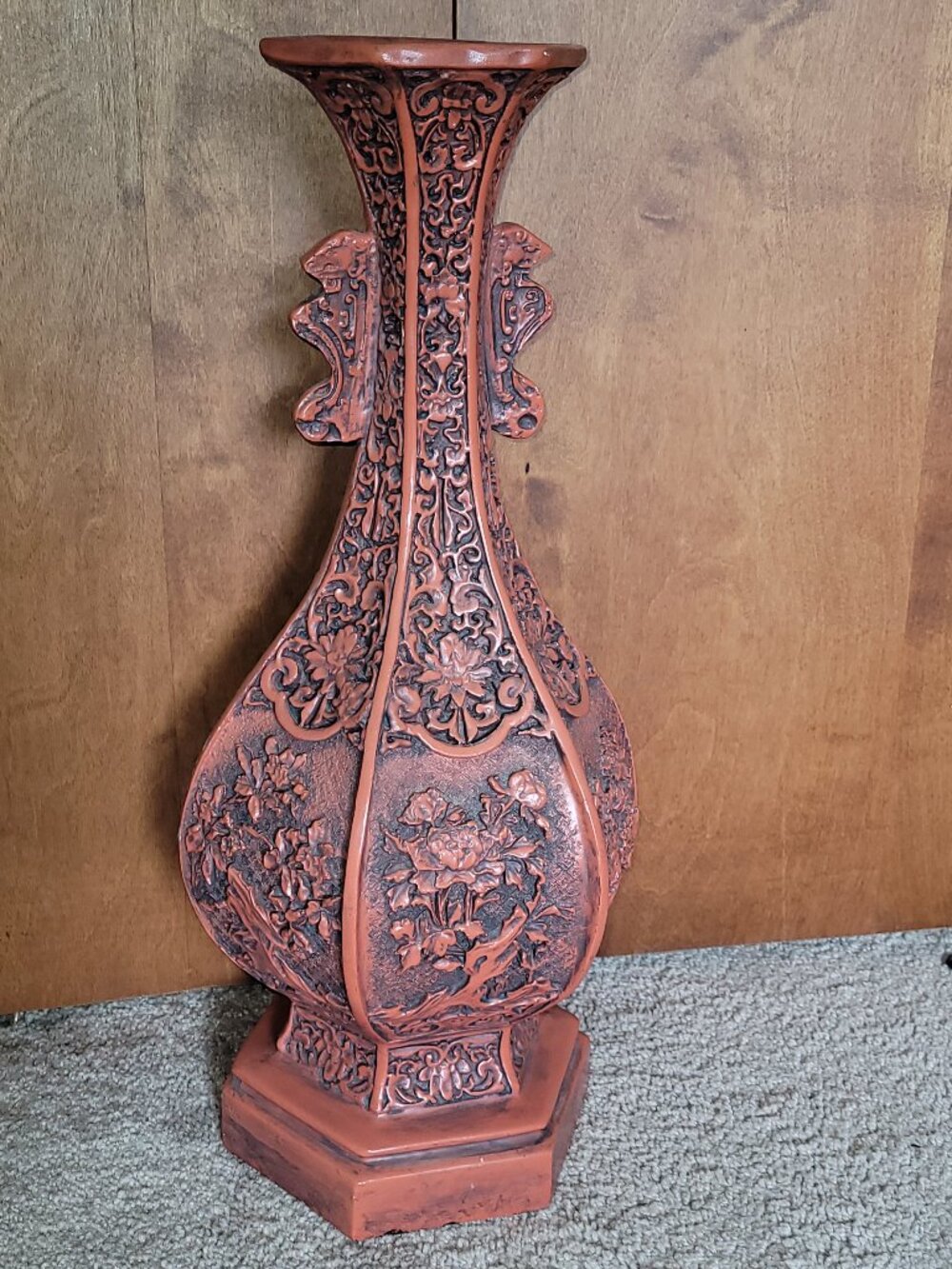 Ornate resin vase